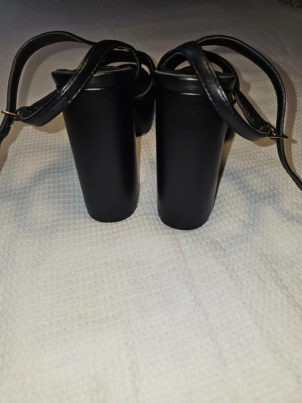 Rampage Black Leather-Look Platform Block Heels